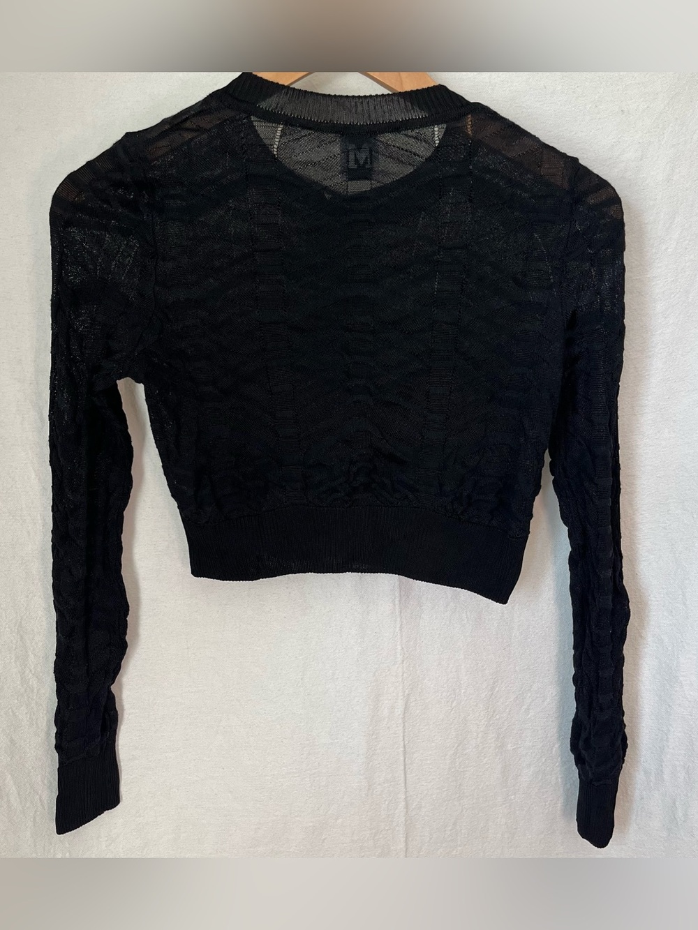 M Missoni Black Open Knit Cropped Cardigan Sweater Size 4 / IT 40 - Picture 4 of 8